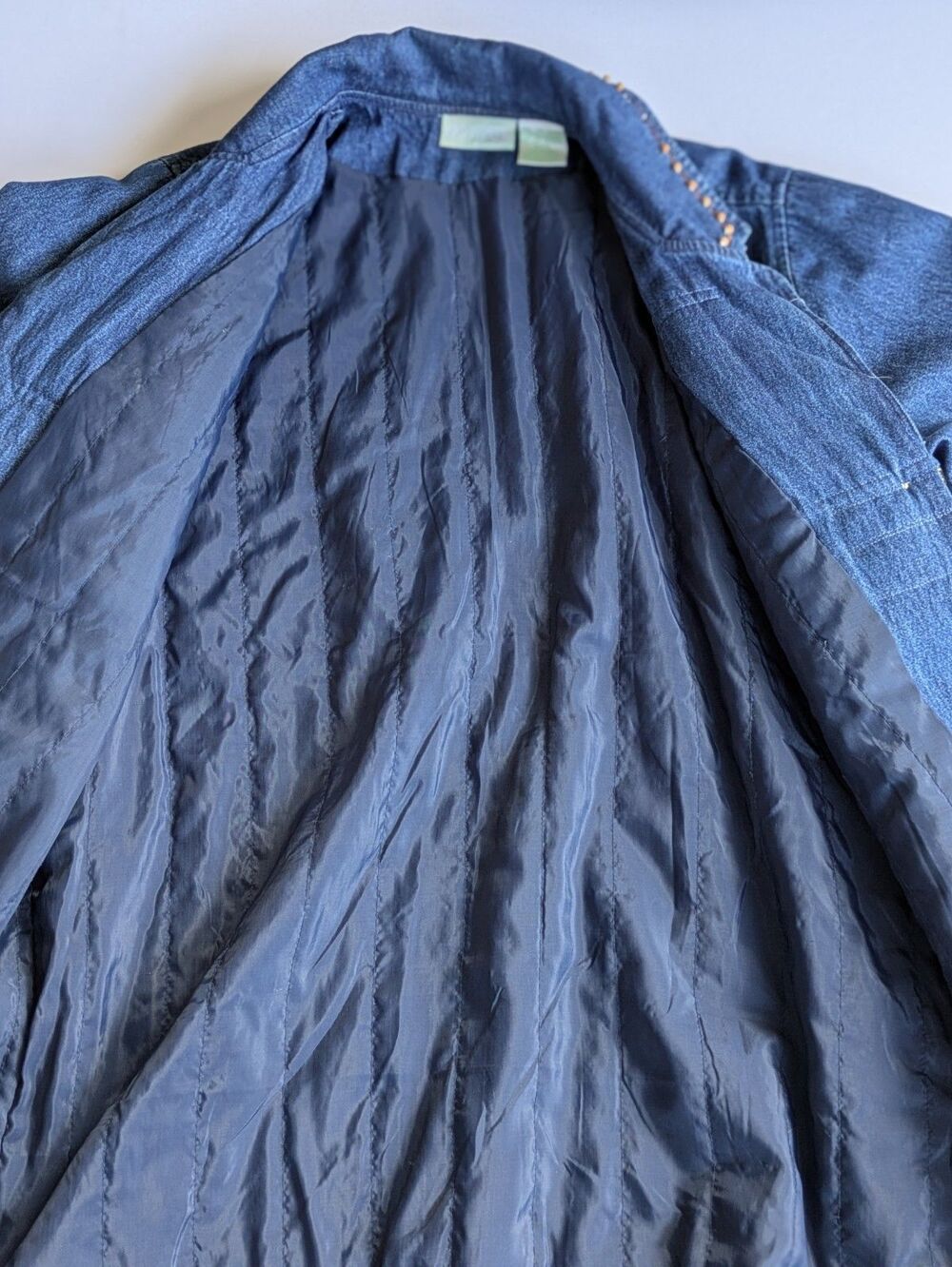 Vintage 220 Hickory Women Jacket Blue Denim Southwestern Aztec Fringe Lined MED - Picture 15 of 16